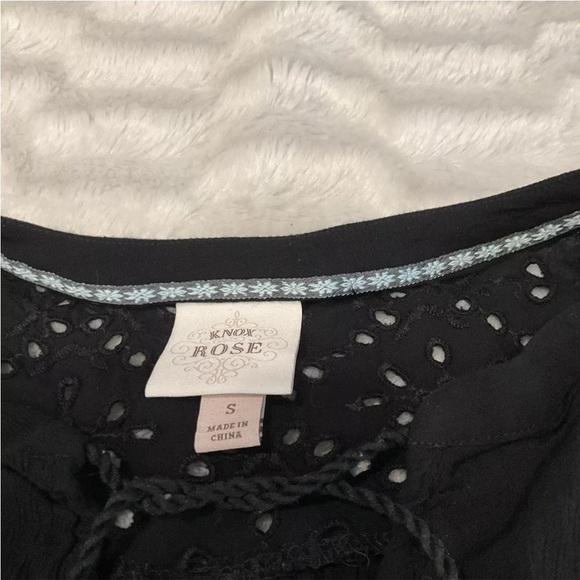 Knox Rose Black Boho High/Low Hem Top Size S - Picture 3 of 12